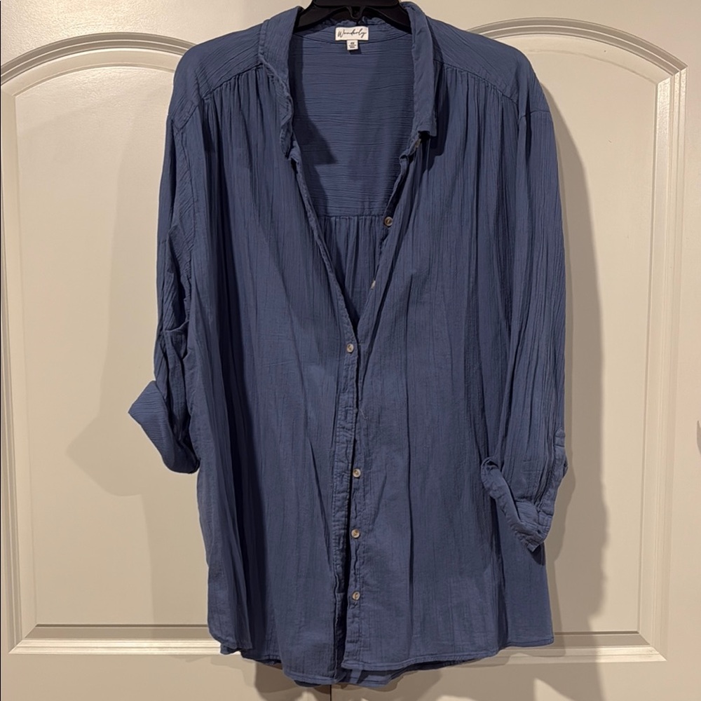 Blue Button-Up Shirt